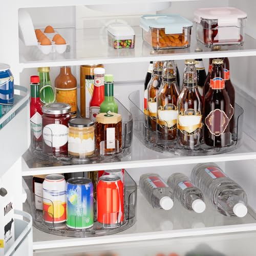 Holinwa Lazy Susan Organizer for Refrigerator, 13.5'' x 8.5'' Clear Rectangular Turntable - image 2