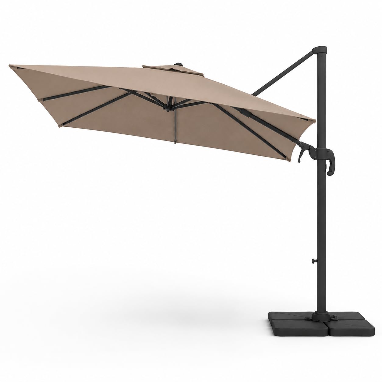 Ombrellone 3x3 M Giardino Braccio Retrattile Per Esterni Piscina Gazebo Terrazze Bar Hotel In Acciaio Inossidabile Braccio Rotabile 360° Telo 180 g/m2 Impermeabile Resistente Ai Raggi UV Tortora
