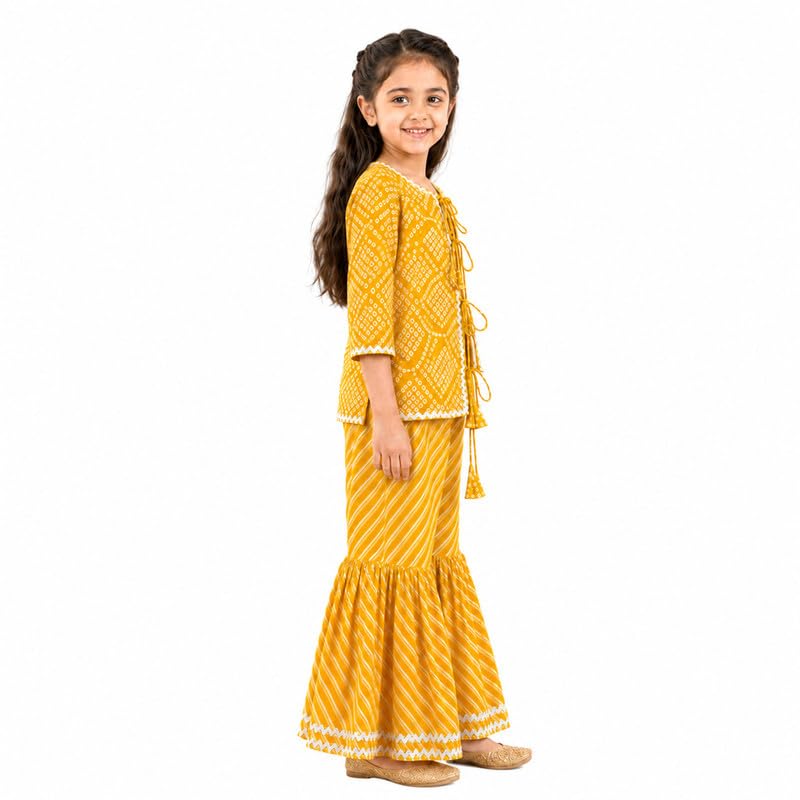 Image of LITTLE GINNIE Girls Kurta Sharara Set | Traditional Ethnic Wear for Kids