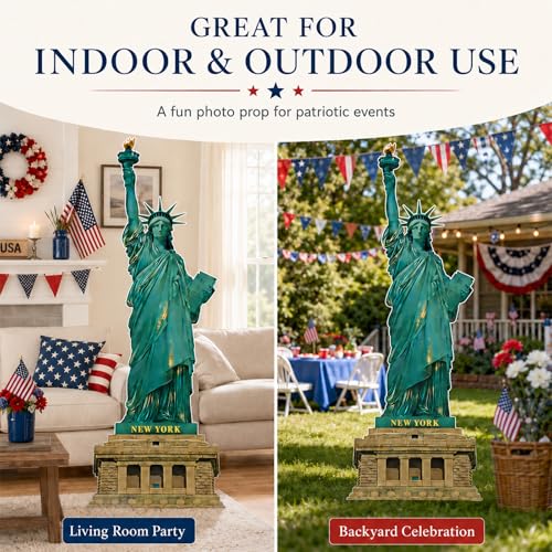 Image of 5 Ft Statue of Liberty Cardboard Cutout 250th Anniversary Patriotic Party Decoration Life Size New York City Themed Photo Prop Standup for Veterans Labor Day Party Supply