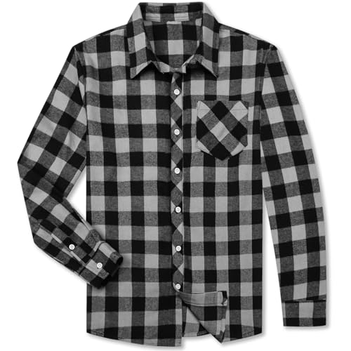 Image of Betusline Boy and Men Button Down Plaid Shirt