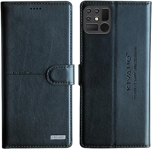 Image of KIVANO Compatible with Realme Narzo 50A Flip Cover | Leather Finish | Inside Pockets & Inbuilt Stand | Shockproof Wallet Style Magnetic Closure Back Cover Case