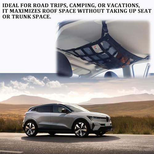 CCNU Car Ceiling Cargo Net for Pickup Truck Bed 31.5"x21.6" Double-Layer Mesh Roof Storage Organizer with Adjustable D-Buckle, Universal Overhead Net for SUV Van Camping Travel Road Trip Essentials by CCNU - Used condition - Image 6