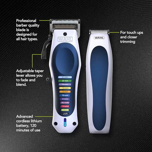 Wahl Clipper Kit Combi Cordless Lithium, Full Haircut Kit, Taper Lever for Fading, Ultra Powerful Battery, Finishing Touches & Beard Maintenance, Scissors & Hair Comb