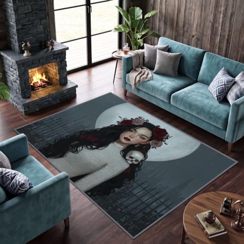 Alfombra gótica lavable de gran tamaño para evitar resbalones en el salón 4