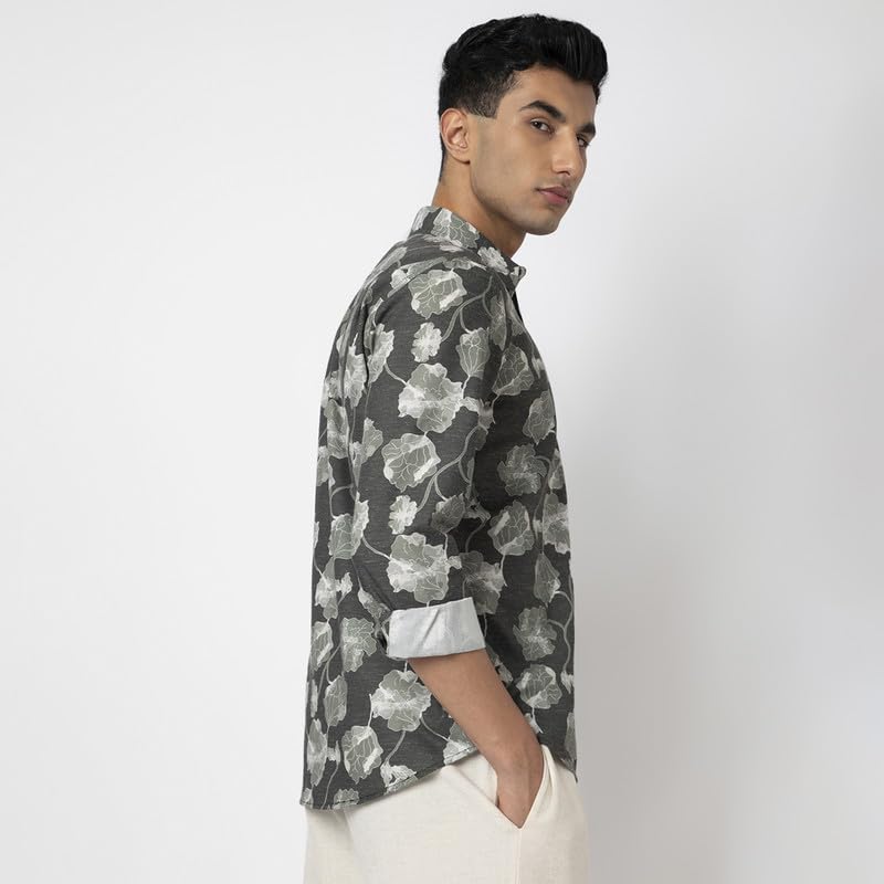Image of MARK & ALBERT Men's Printed Full Sleeves Regular Fit Shirt Blue | 100% Cotton Stretchable Fabric