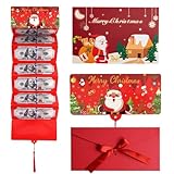 Christmas Cash Gift Envelopes with 10 Slots,Surprise DIY Christmas Cash Envelope with Greeting card,Festive Holiday Money Bags for Parties, Secret Santa Exchanges