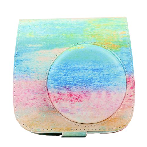 J - YA Na�ی�J�����P�[�Xfor Fujifilm Instax Mini 8 8 + /�C���X�^���g�J����Mini 9�v���~�A������PU���U�[�o�b�O�������G��p�^�[��Instax�J�����J�o�[���O���\�ȃX�g���b�v