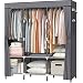 LOKEME Portable Wardrobe Closet With Cover - 4 Rods & 8 Shelves, Grey Fabric Storage For Bedroom