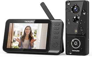TKMARS Video Türklingel mit Monitor, 4000mAh Akku, kabellos ohne WLAN & App | Aktive Live-Ansicht, Bewegungserkennung, Kamera, 4,3" Bildschirm, 2-Wege-Audio, 170° Weitwinkel, IP65, ohne Abo