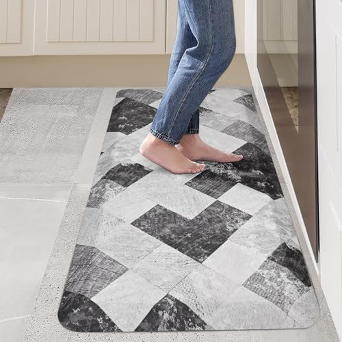 Licloud Anti-Fatigue Kitchen Mat, Relieve Standing Fatigue, PU Material is Waterproof and Non-Slip and Easy to Clean, for Kitchen, Laundry Room, Office (Checkerboard Grid, 17'x39'x7/8')