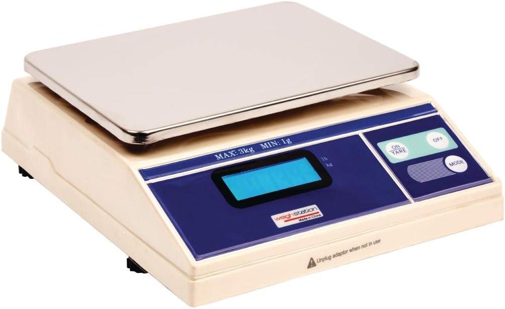 Vogue Electronic Digital Platform Kitchen Weighing Measuring Scales 3kg | Commercial or Home Kitchen Use | 1 gram Graduation up to 3kg | F177