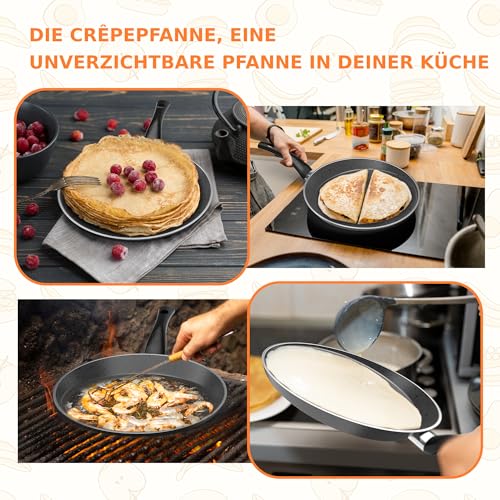 Crepe Pfanne, Pfannkuchenpfanne Induktion 28 cm Antihaft, Pancake Pfanne, Pfannkuchenpfanne, Crepes Pfanne, Palatschinken Pfanne, Pfanne für Pfannkuchen, Pfannkuchen Pfanne, Omlettenpfanne – Bild 7