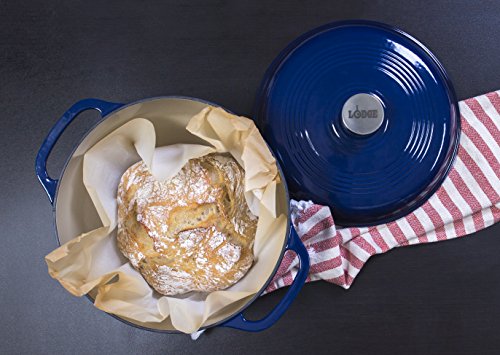 Lodge 6 Quart Enameled Cast Iron Dutch Oven With Lid – Dual Handles – Oven Safe Up To 500° F Or On Stovetop - Use To Marinate, Cook, Bake, Refrigerate And Serve – Indigo #TOP2