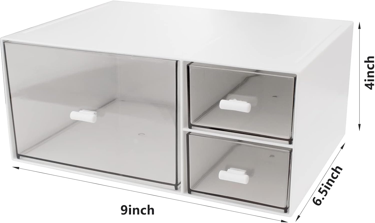 Desk Organizer Stackable Storage Drawers with 3 Compartments Stackable Drawers Great for Desk Storage, Makeup Storage Bathroom Organization Accessories Etc (White) image 3