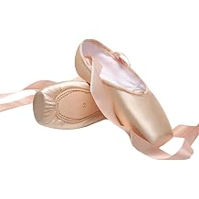 Women's Ballet Pointe Shoes with Sewn Ribbon Satin Flat Dance Shoes