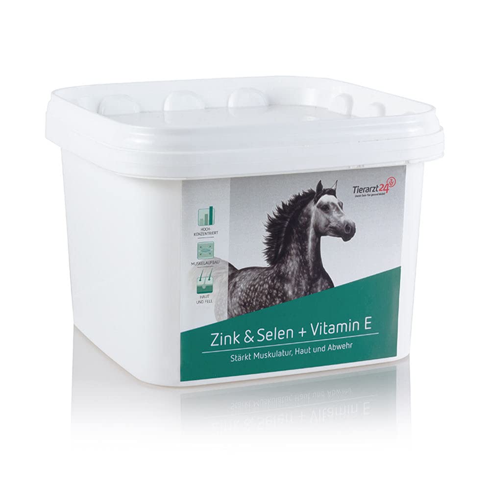 Tierarzt24 Zink & SELEN + Vitamin E unterstützt die Muskulatur, Haut und Abwehr von Pferden - 1,5 kg