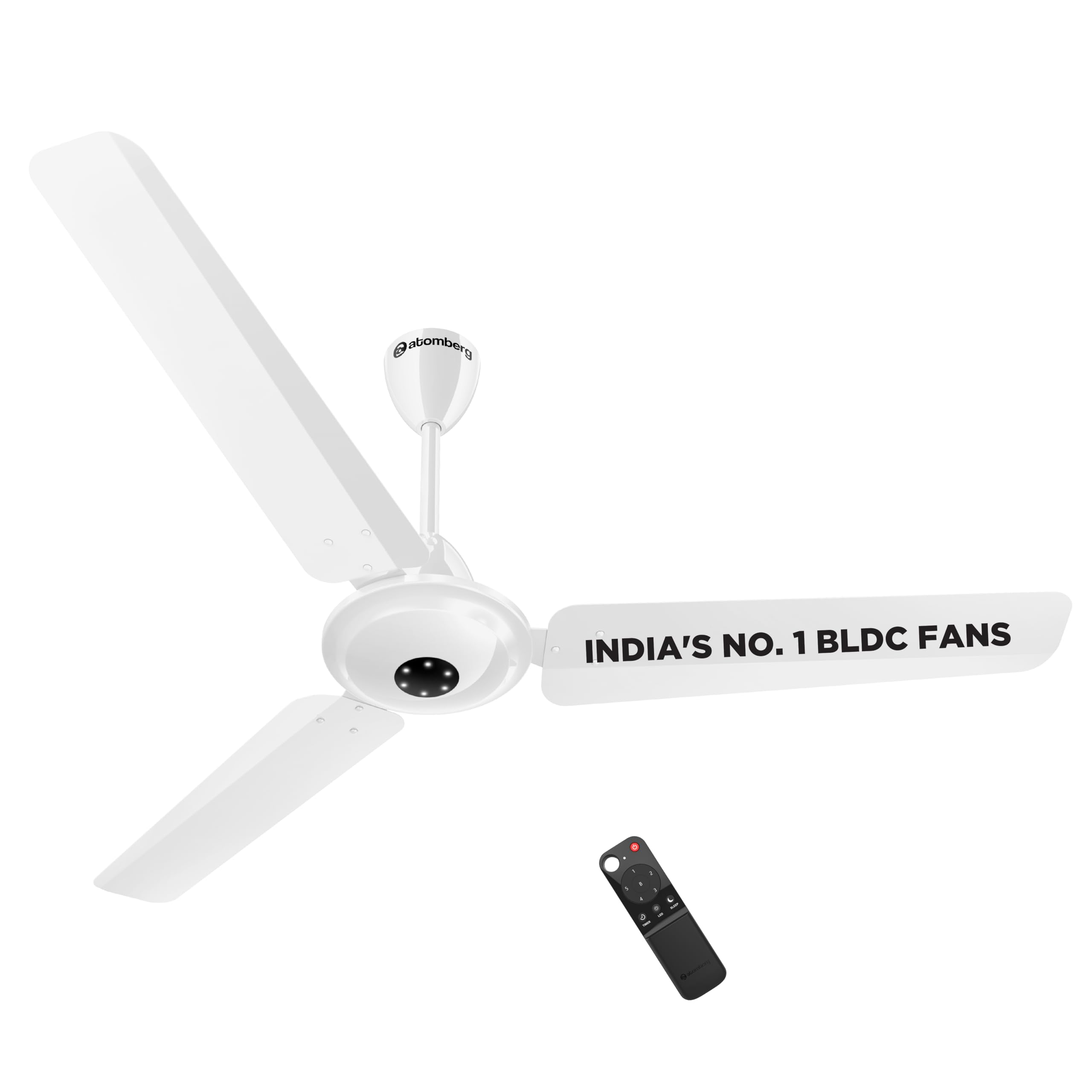 atomberg Efficio Alpha 1200mm BLDC Motor 5 Star Rated Classic Ceiling Fans with Remote Control | High Air Delivery Fan with LED Indicators | Upto 65% Energy Saving | 2+1 Year Warranty (White)