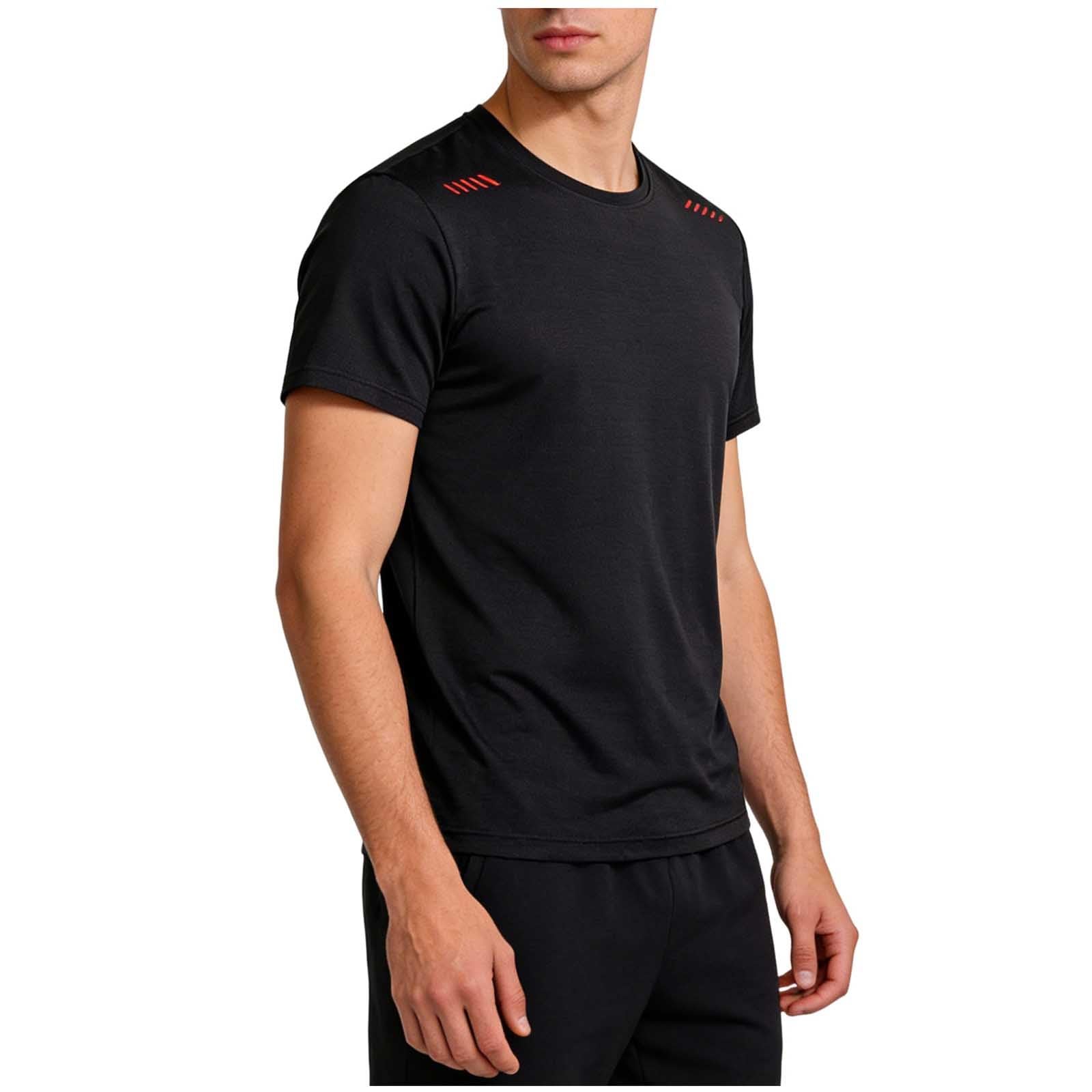 Tshirt Herren Sommer Übergrößen Funktionsshirt Slim Fit Shirt Einfarbig Activewear Weich Wandershirt mit Rundhals Freizeit Laufshirt Sportshirt Kurzarm für den Sport Schwarz L