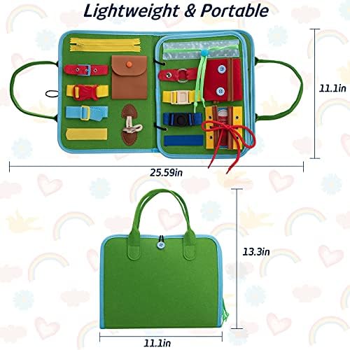 Achiyway Busy Board for Toddlers, Montessori Toys with White Board,Sensory Activity Board for Kids Learn to Improve Fine Motor Basic Skills,Educational Learning Toys Gift for Boys Girls