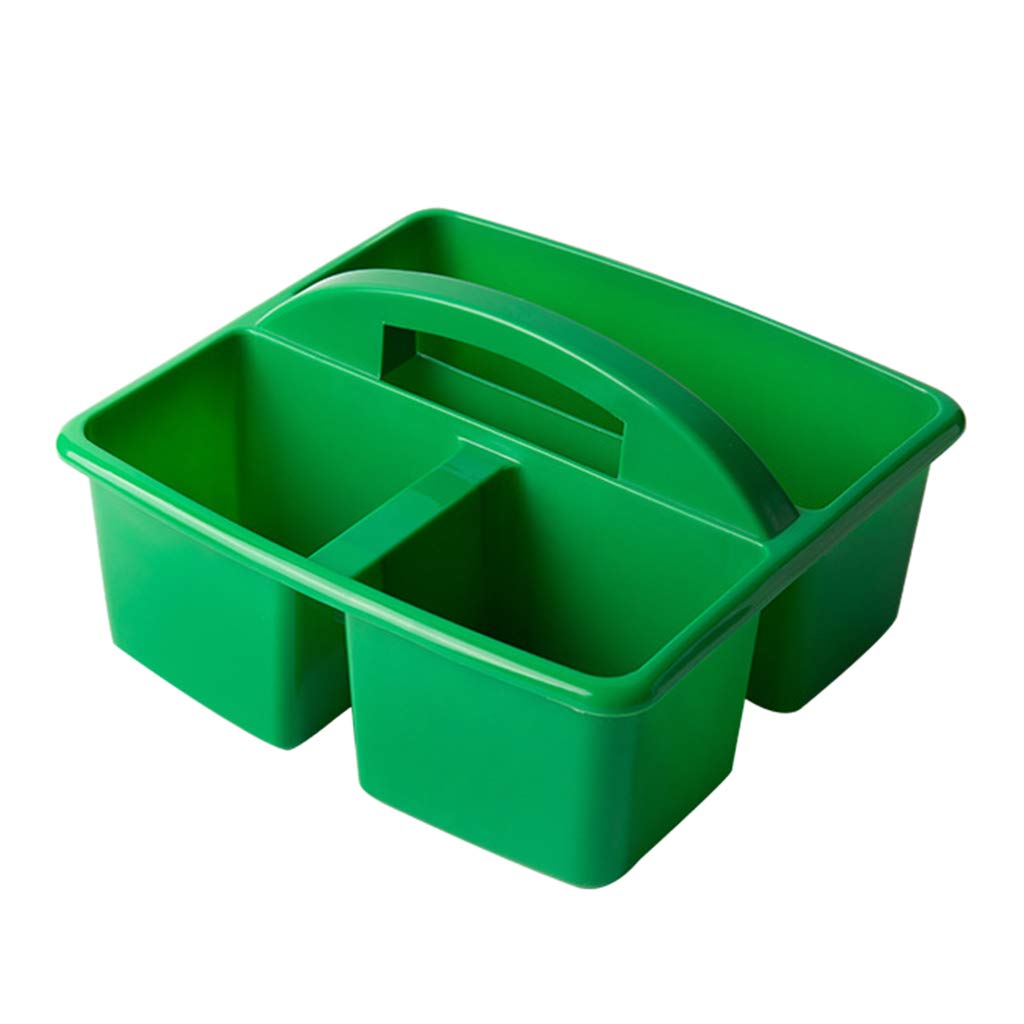 Portable 3 Compartments Storage with Carrying Handle Divided Basket Bin Box Multiuse Arts Caddies Cleaning with Handle