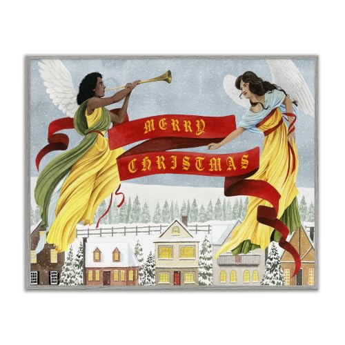 Herald Angels Christmas Banner Above, 11 x 14 Inch Framed Giclée Print