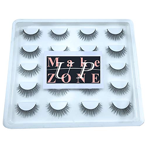 MAKEUP ZONE False Eyelashes Natural Look Reusable Short Volume Fluffy Eyelashes Wispy Lashes 10 Pairs