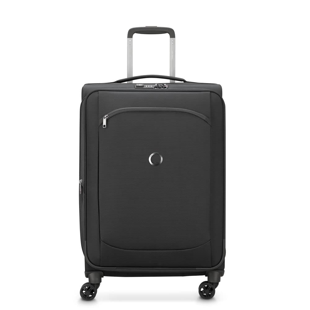 DELSEY VALIGIA TROLLEY 4 DOPPIE RUOTE ESPANDIBILE 68 CM RICICLATO, nero