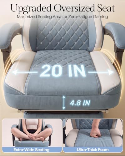 Image of Dowinx High Back Tech Fabric Gaming Chair with Wide Seat, Blue White