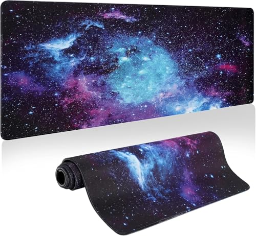 Image of Large XXL Gaming Mouse Pad 900 x 400 x 3 mm, Extended Mouse Pad with Galaxy Print, Stitched Edge, Non Slip Rubber Base, Desk Mat for Gaming, Laptop, Computer, Office & Study(1-pcs)