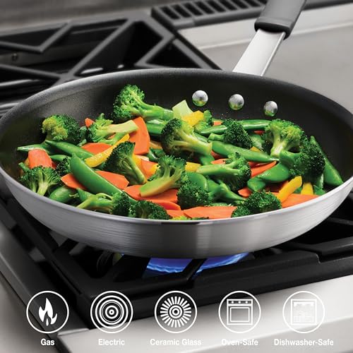 Image of Tramontina Professional 12-Inch Non Stick Large Frying Pan, Heavy-Gauge Aluminum Skillet with Reinforced Nonstick Coating, Gray Handle, Dishwasher and Oven Safe