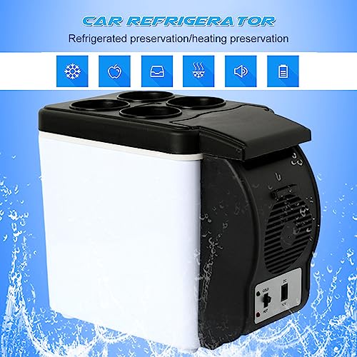 Przenośna lodówka o pojemności 6 l, 12 V lodówka samochodowa mini kempingowa zamrażarka elektryczna lodówka z paskiem na ramię na piknik podróż na zewnątrz