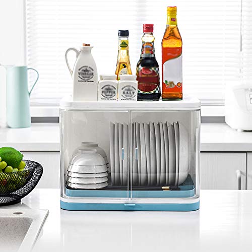 MEVIDA Dish Drainer Cabinet Organizer,large Dish Drying Rack Divided Compartment Dish Rack With Lid Cover And Drain Board Kitchen Cutlery Storage 1 Layer 38x29x25cm(15x11x10inch)