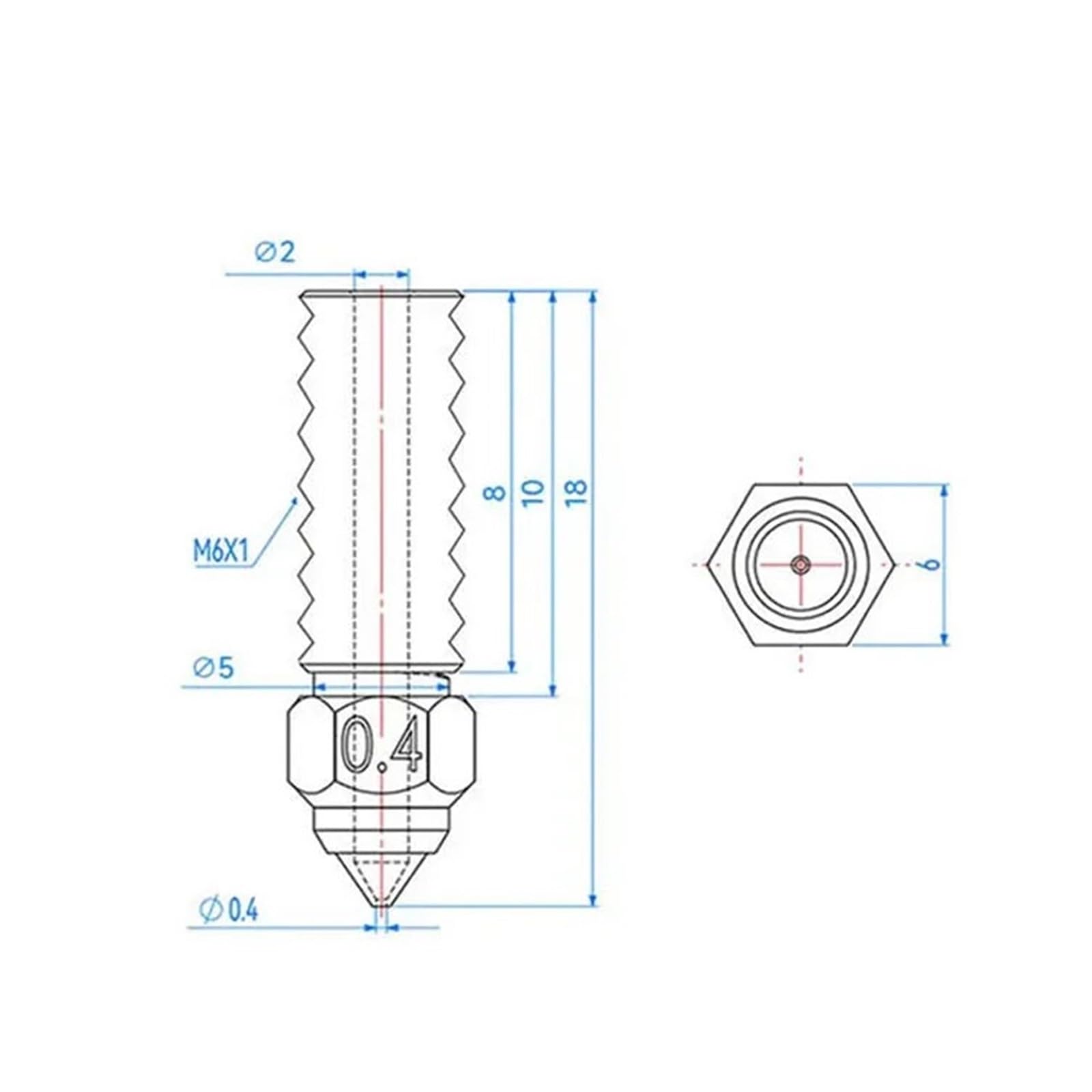 Kompatibel mit Elegoo-Düse | Neptune 4 Pro Messing Edelstahl gehärtet CHT 0,2 bis 1,0 mm(Stainless Steels 10pcs,0.6mm)