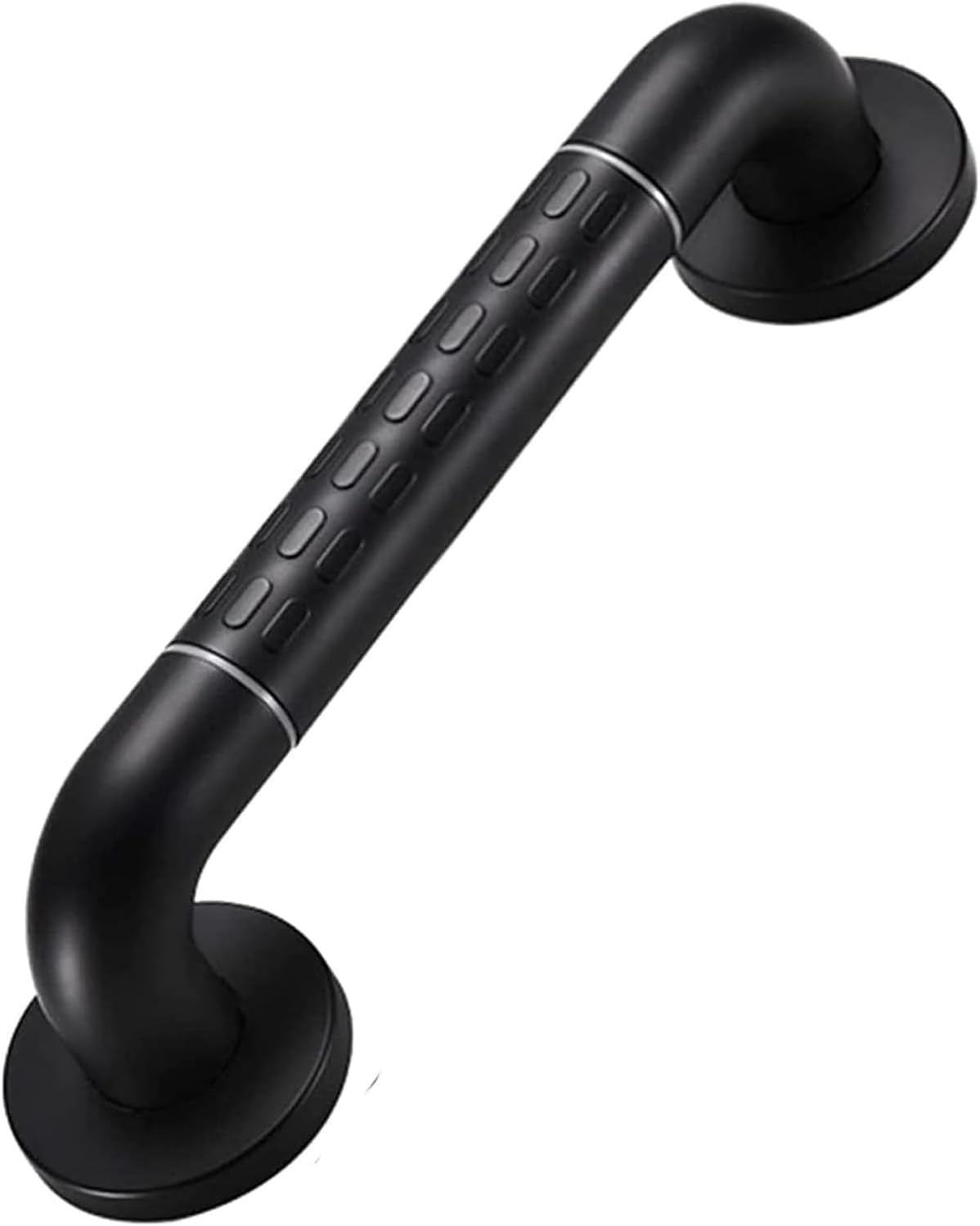 Maniglione di Sicurezza per Bagno in Acciaio Inox Nero, Antiscivolo, Senza Barriere architettoniche, ausilio per la deambulazione per disabili (38 cm)