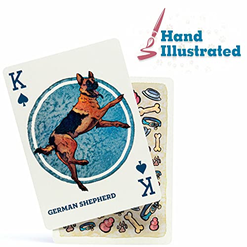 Dogs & Puppies Playing Cards - 100+ Dog & Puppy Illustrations, Two Decks Of Assorted Breeds - Pictures Of Pets For Animal Lovers - Family Games, Hobbies, & Collections - Cute Pet Themed Collectibles #TOP3