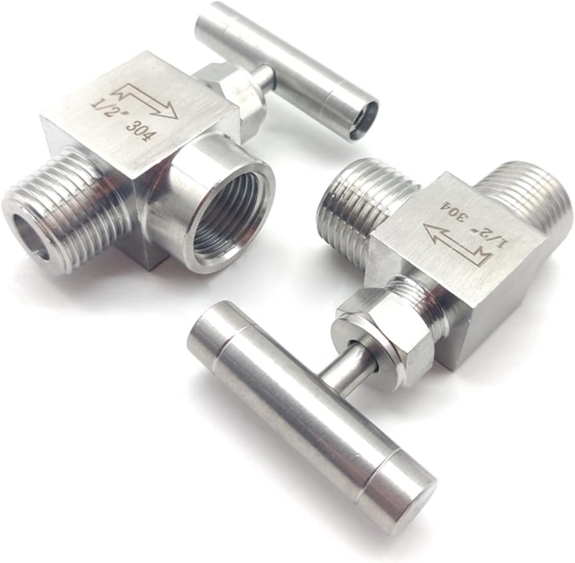 1pcs 304 Stainless Steel Male to Female Thread Needle Valve 1/8" 1/4" 3/8" 1/2" Right Angle Type Globe Valve(G-Female Thread,3/8 Inch)