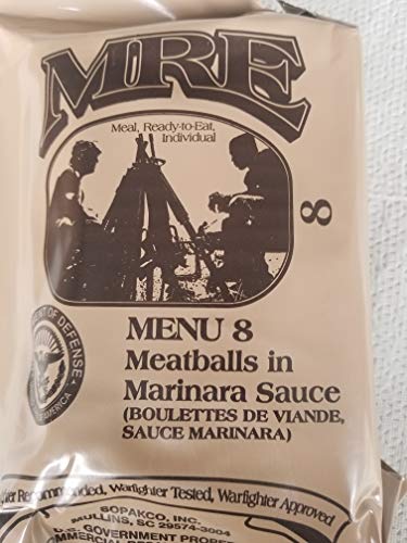 LoJo Surplus Genuine Military MRE Meals Ready to Eat with Inspection Date 2022 or Newer (Meatballs in Marinara Sauce)