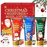 Weihnachtliche Körpercreme, Weihnachtsgeschenke Frauen-Körperlotion-Set, Geschenkset Weihnachten Bodylotion Damen-3 Duftrichtungen