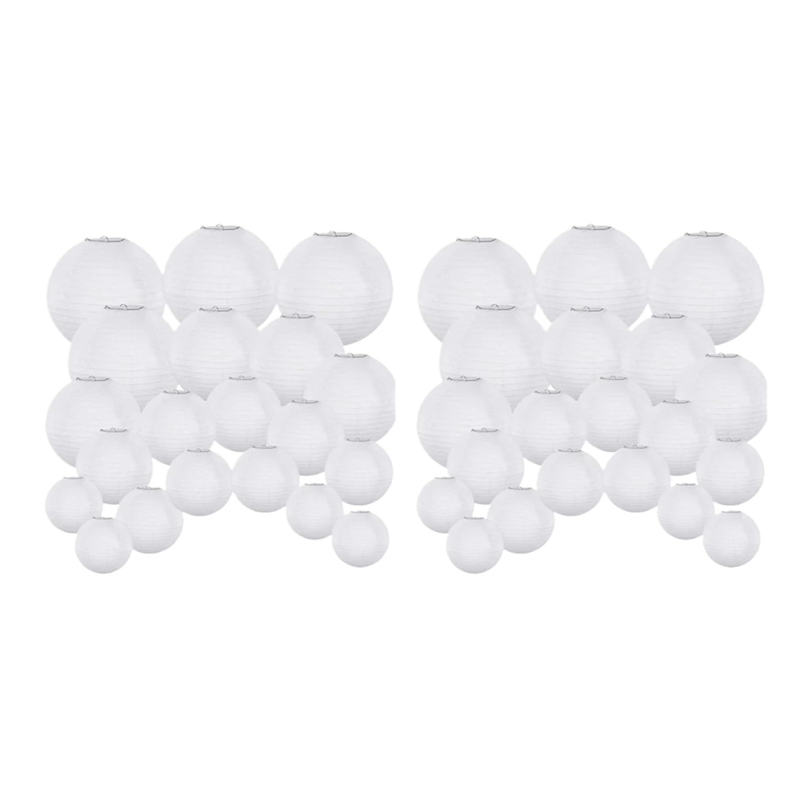 Paquete De 40 Farolillos Redondos Papel Blanco, Colgantes, Decoraciones for Fiesta Boda Para Decorativa
