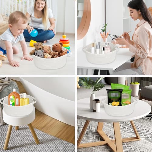 GIDWRIY Baumwollseil Aufbewahrungskorb Geflochten,Aufbewahrungsbox Geflochten Stoff,Geschenkkorb Organizer,Dekokorb Badezimmer,Wickelkommode Körbchen Wickeltisch,Präsentkorb Leer,Storage Basket