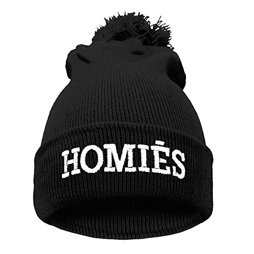 Fringoo Men's Bobble Winter Warm Beanie Hat Embroidery Logo Pompon Fashion Hat One Size Homies (Bobble