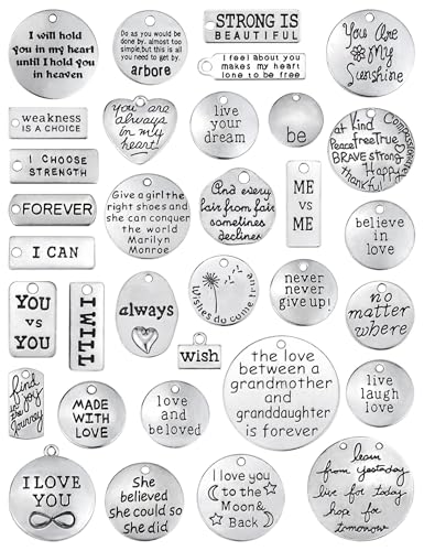 Berloques motivacionais, JIALEEY lotes de mensagem inspiradora pingentes de berloque para...