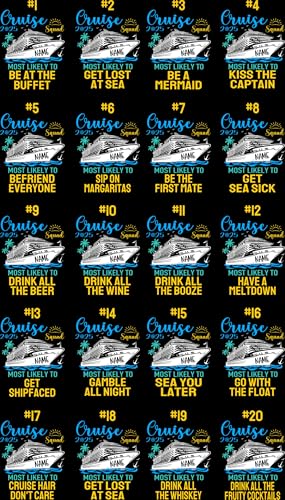 Most Likely to Cruise Shirts, Family Cruise T-Shirts, Funny Cruise Tshirts, Matching Cruise Tee, Group Cruise Apparel, Family Vacation Black3