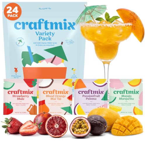 Craftmix Variety Pack Cocktail Mixers &amp; Mocktail Drink Mix, 24 Pack