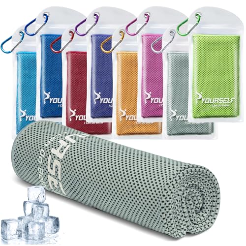 SYOURSELF Cooling Towel, Cooling Towels for Neck,40' x 12'Ice Towel for Instant Cooling Relief, Soft Breathable Chilly, Perfect Yoga, Golf, Sports, Gym, Workout, Athletes Towel (1PC-Grey)