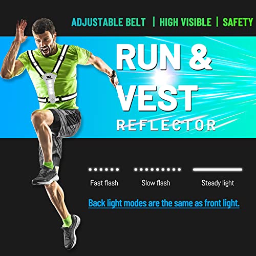 ICOCOPRO LED Reflective Vest Running Gear, High Visibility Running Vest USB Rechargeable Running Lights for Runners with Armbands, 360 Visibility, Adjustable LED Vest Lights for Jogging Running - Image 4