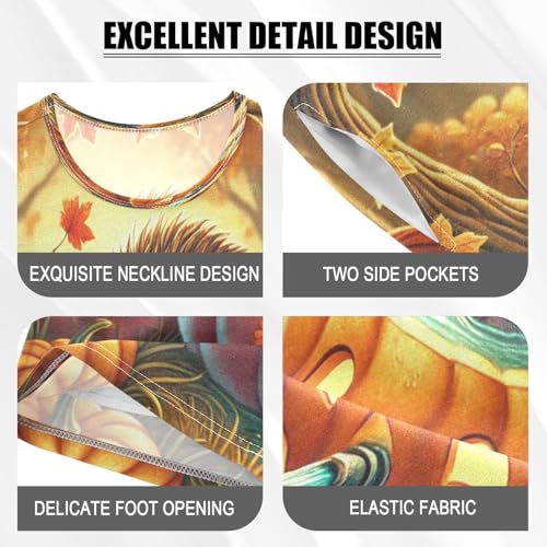 Fall Hedgehog Pumpkins Pajama Set Short Sleeve PJS 2 Piece Summer Pajamas Shorts Sets Cotton 5Y4