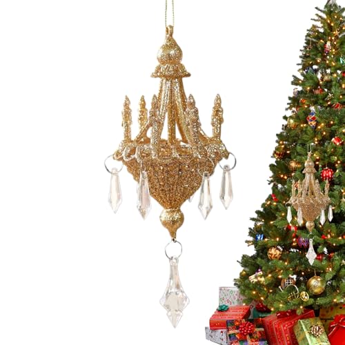 クリスマスデコレーション - シャンデリアスタイルのオーナメント、吊り下げクリスタルプリズム、光屈折サンキャッチャー、エレガントなお祝いの記念品 | クリスマスデコレーション窓マントルピースと玄関ディスプレイ用のきらめくホリデーアクセント