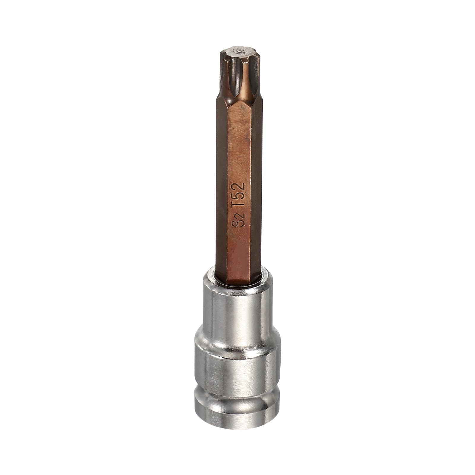sourcing map Torx Bit Socket 1/2" Drive T52 S2 Steel 6 Point Head Long Screwdriver Drill Bits CR-V Steel Socket Adapter for Home Auto Axle Hex Nuts Bolts Repair